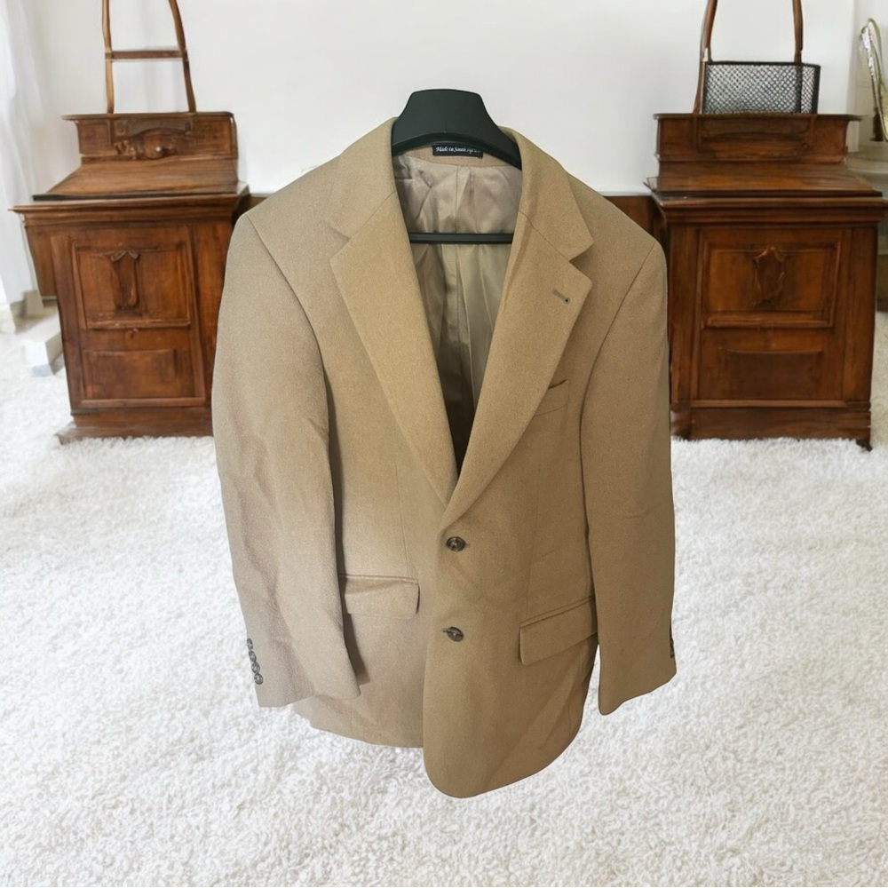 S & K Tailors Row Men’s Haspel 100% Camel Hair Sport Coat Blazer Small Beige